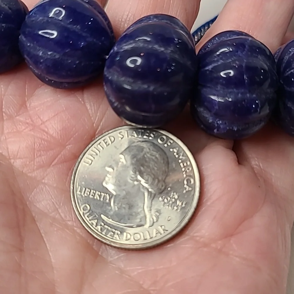 Sapphire Carved Bead Necklace